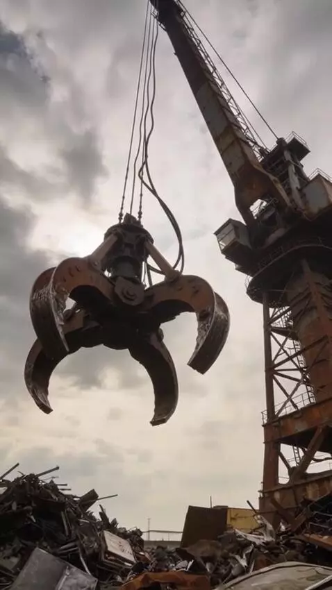 AI Video from prompt: The crane stands still, the camera flies from th