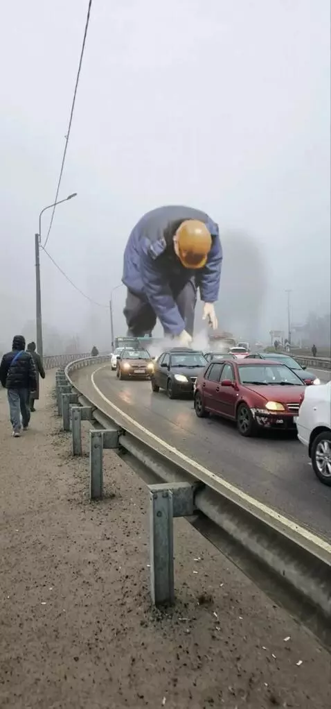 AI Video from prompt: The biggest man in the photo is walking, grabbin