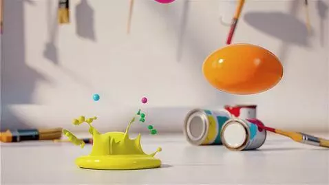 AI Video from prompt: cute cartoon paint splashes jumping fast, colorf