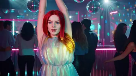 AI Video from prompt: girl, blue eyes. beautiful face, hair red at the