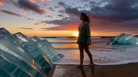 AI Video from prompt: You find yourself standing on a crystalline shor