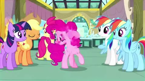 AI Video from prompt: Applejack, Fluttershy, Pinkie Pie, Rainbow Dash,
