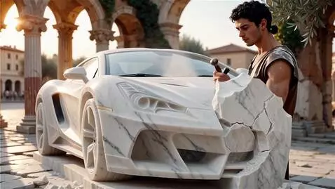 AI Video from prompt: A modern, ultra-realistic supercar made from a s