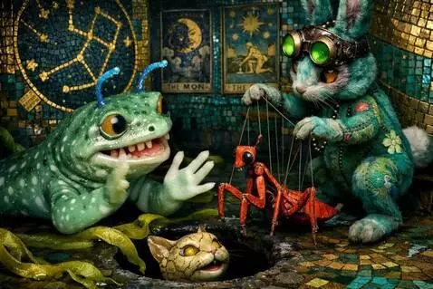 AI Video from prompt: The bunny moves the mantic marionette. The newt 