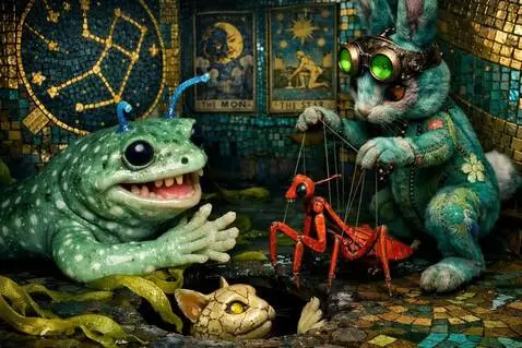 AI Video from prompt: The bunny moves the mantic marionette. The newt 