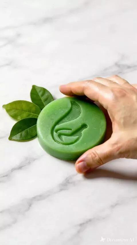 AI Video from prompt: A bar of Bidara Binahong soap slowly rotating, t