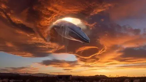 AI Video from prompt: the hole opens in the clouds and Ann immense wha