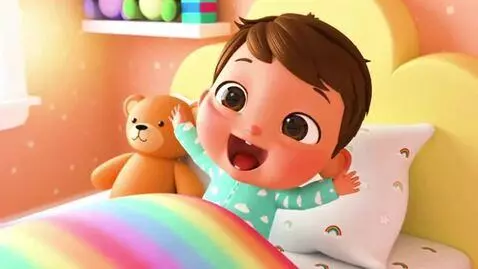 AI Video from prompt: A super cute baby boy (2–3 years old) waking up 