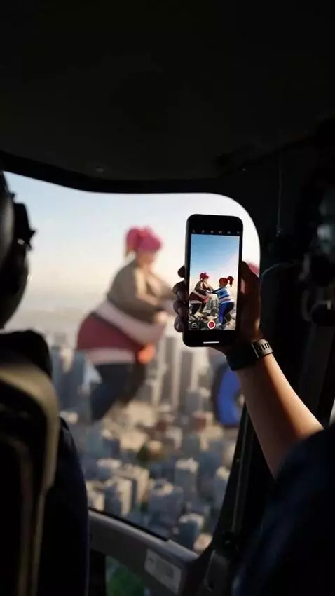 AI Video from prompt: A recording  on the phone from a helicopter show