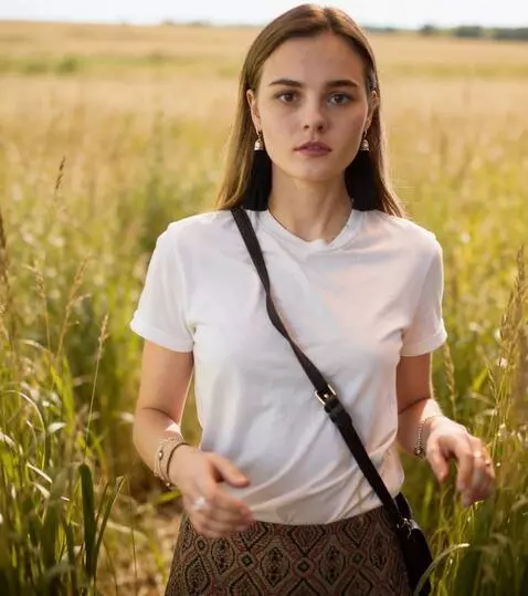 AI Video from prompt: a girl is walking towards the viewer through tal