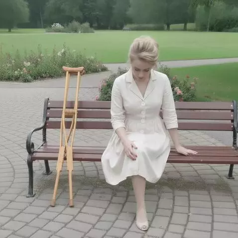 AI Video from prompt: A very beautiful one-legged woman lifts the hem 
