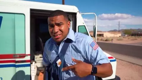AI Video from prompt: A mailman  is a content creator for tik tok, it'
