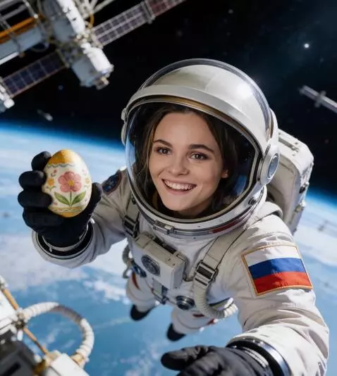 AI Video from prompt: a female astronaut is floating in weightlessness