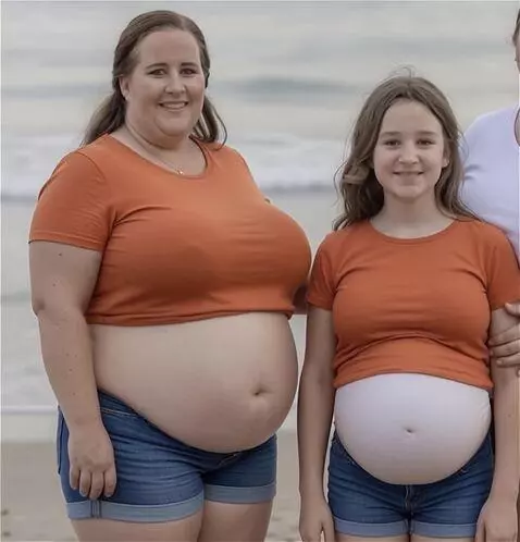 AI Video from prompt: The women on left belly grows to look nine month