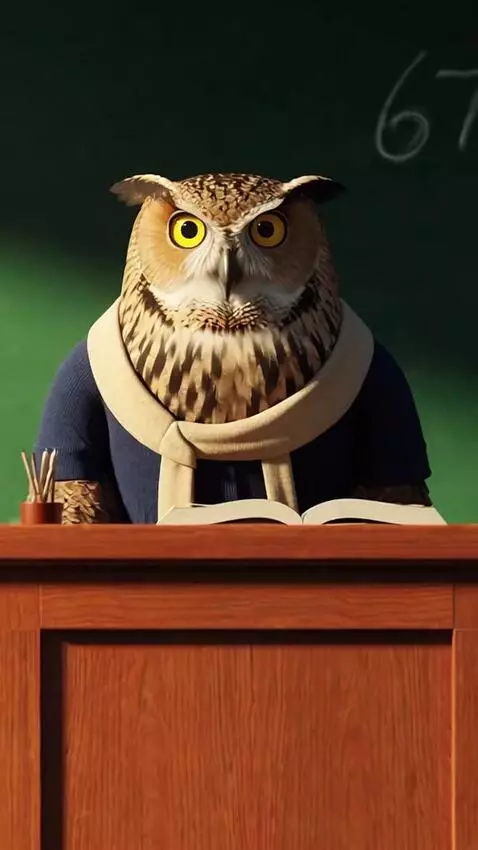 AI Video from prompt: These two parrots go to school, sit on a desk, a