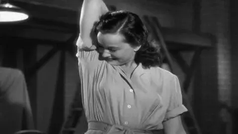 AI Video from prompt: Paulette Goddard sniffs her sweaty armpit. (1936