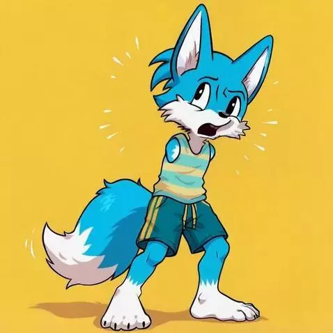 AI Video from prompt: The double armless furry fox looks at himself, t