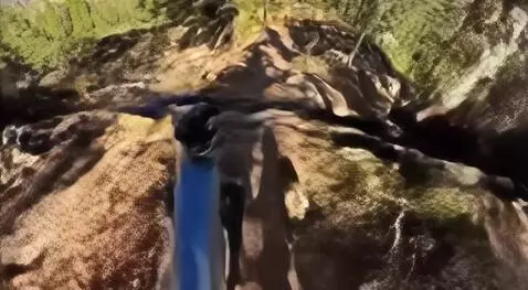 AI Video from prompt: POV downhill mountain bike trail rider
