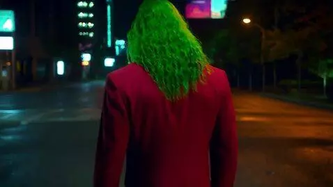 AI Video from prompt: The Joker is a 25-year-old man, 180 centimeters 