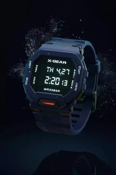 AI Video from prompt: Scene shows the digital watch in stopwatch mode.