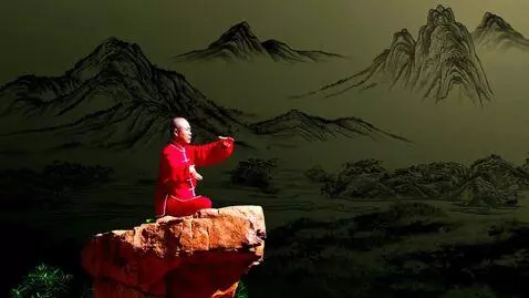 AI Video from prompt: 100 year old Chinese Shaolin monk pratices flowi