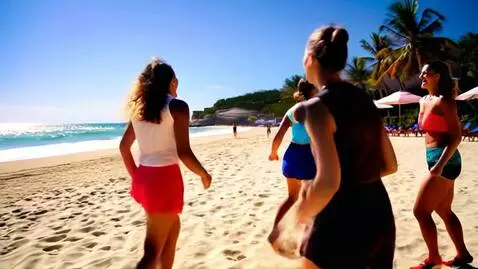 AI Video from prompt: Soccer in a beach with models