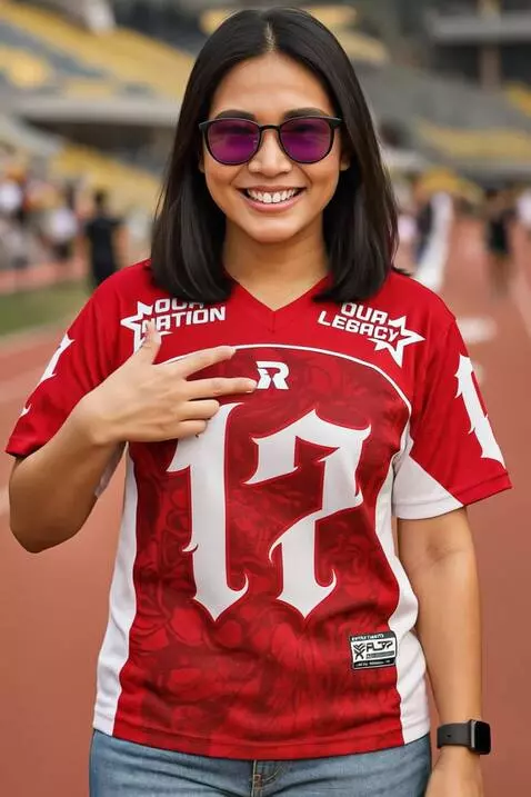 AI Video from prompt: A young woman stands on a stadium track wearing 