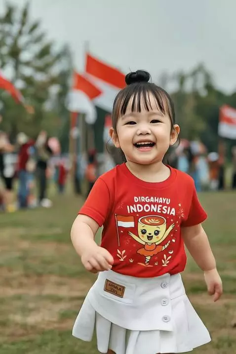 AI Video from prompt: A cute 3-year-old girl with big round eyes and f