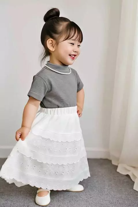AI Video from prompt: A 3-year-old Korean girl with fair skin, big rou