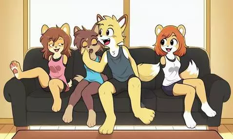 AI Video from prompt: The armless furries casually having fun, and the