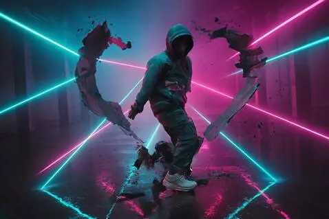 AI Video from prompt: the hero breaks the wall in front of him. High‑e