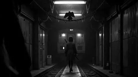 AI Video from prompt: A poetic cinematic anime scene in black and whit