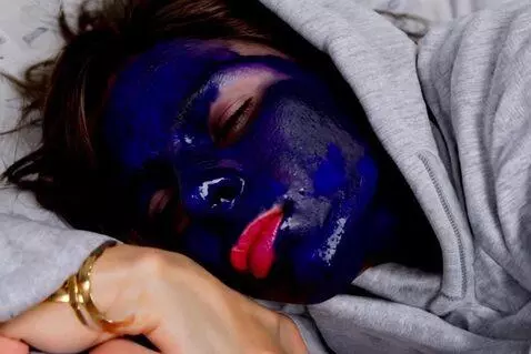 AI Video from prompt: DRUNK WOMAN SLEEPING A close-up, slightly high-a