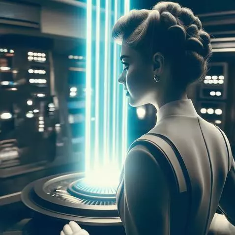 AI Video from prompt: Woman scientist on board the USS Enterprise is w