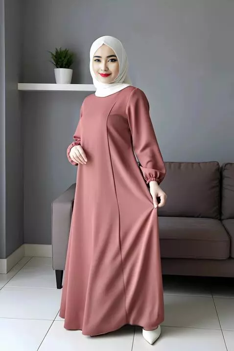 AI Video from prompt: {   "adegan": "Model wanita berhijab berdiri ang