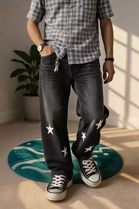 AI Video from prompt: A male model in streetwear style wearing loose b