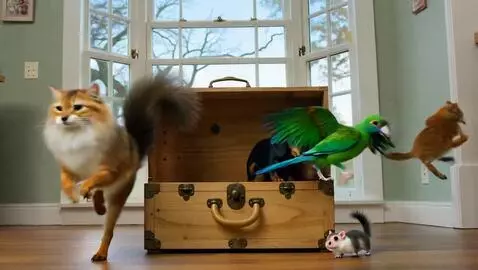 AI Video from prompt: There is a box in the middle of the room. The bo