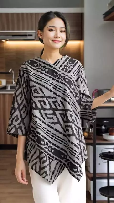 AI Video from prompt: dengan sedikit tersenyum, Model ini berjalan maj