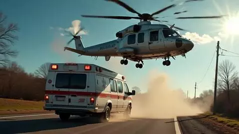 AI Video from prompt: The chasing of the ambulance from a helicopter
