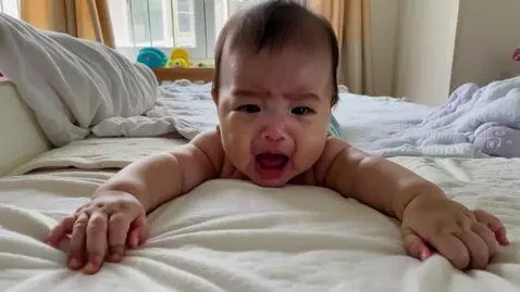 AI Video from prompt: Baby crying looking for a mother