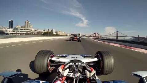 AI Video from prompt: an f1 driver races through the streets of san fr