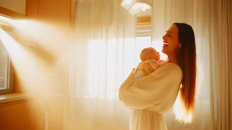 AI Video from prompt: The happy moment of a mother welcoming her newly