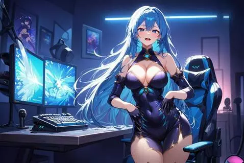 AI Video from prompt: The character has blue hair and is speaking in a