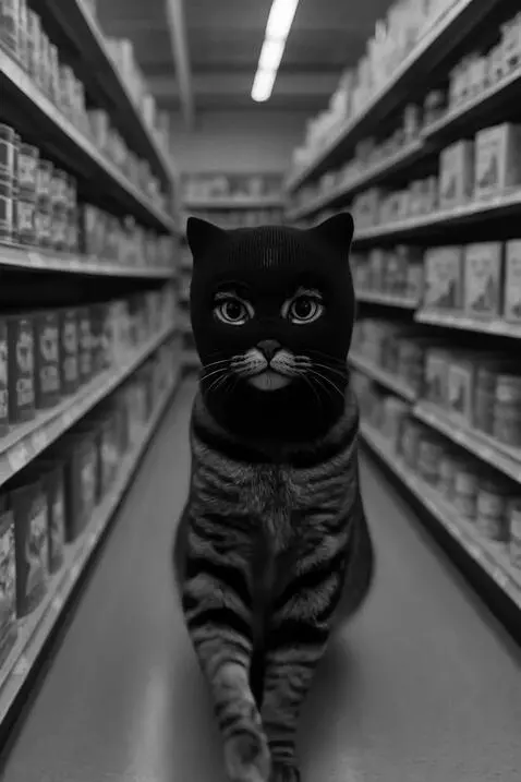 AI Video from prompt: A black-and-white cinematic shot of a dark-strip