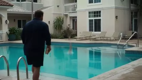 AI Video from prompt: man going into a swimming pool