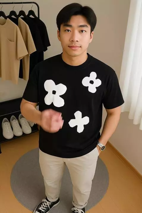 AI Video from prompt: A male fashion model stands still in a minimal, 