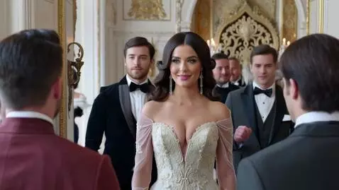 AI Video from prompt: A beautiful lady with many suitors