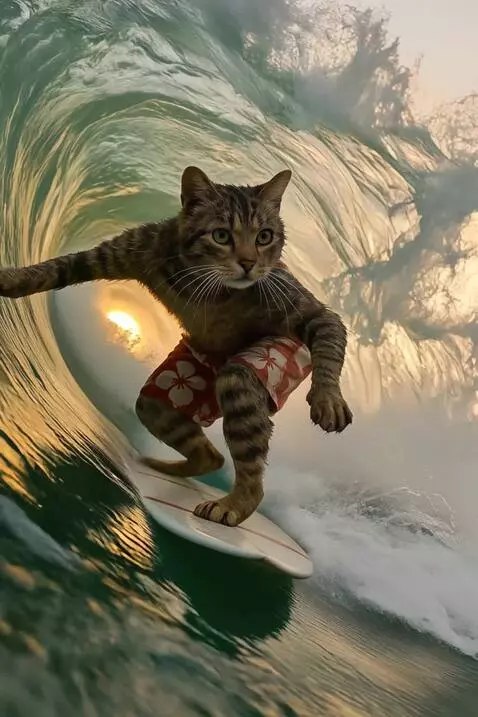 AI Video from prompt: Surfea,ola en movimiento,cinematografico ,camara