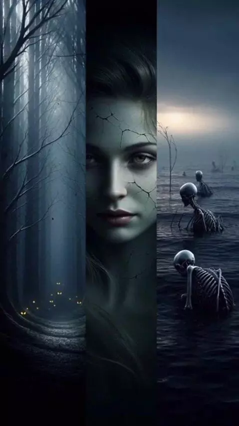 AI Video from prompt: IMAX triptych split screen, three vertical panel