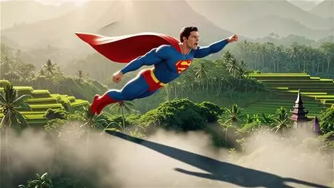 AI Video from prompt: Superman fly at indonesia